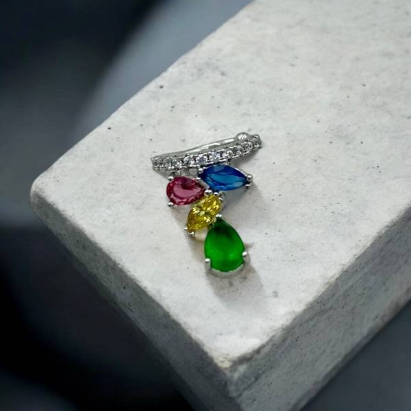 Σκουλαρίκι Μονό-Χελιξ Χωρίς Τρύπα πολύχρωμό από ανοξείδωτο ατσάλι-SK-1291