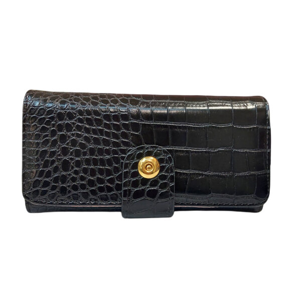 Γυναικείο πορτοφόλι croco μαύρο χρώμα