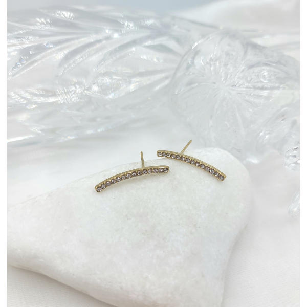 Σκουλαρίκια από ανοξείδωτο ατσάλι, καρφωτά με διάφανα ζιργκον-SK-