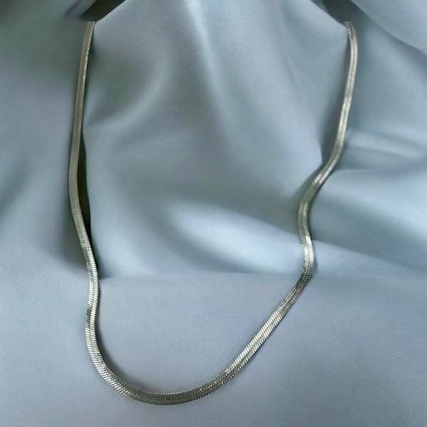 Αλυσίδα για το λαιμό φίδι από ανοξείδωτο ατσάλι χρώμα ασημί-al-1011
