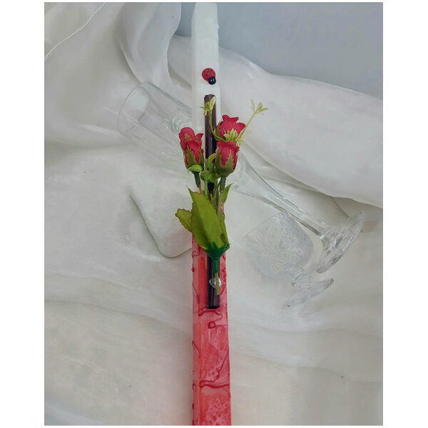 Πασχαλινή λαμπάδα τετράγωνη με λουλούδια και κανέλα-L-102