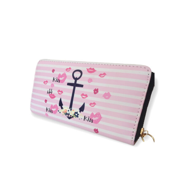 Γυναικείο πορτοφόλι άγκυρα ροζ-λευκό