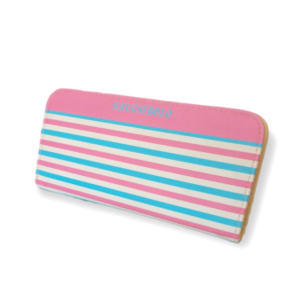 Γυναικείο πορτοφόλι με ρίγες ροζ-μπλε