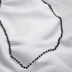 Κολιέ τύπου ροζάριο από ανοξείδωτο ατσάλι χρώμα μαύρο/ασημί-K-20423