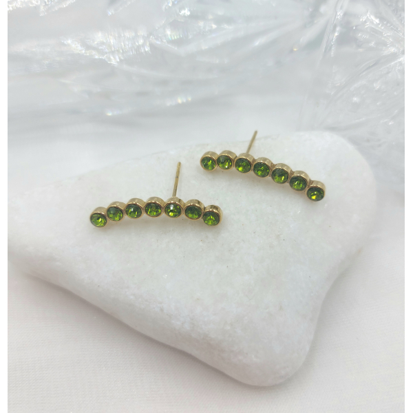 Σκουλαρίκια από ανοξείδωτο ατσάλι, καρφωτά με πράσινες πέτρες