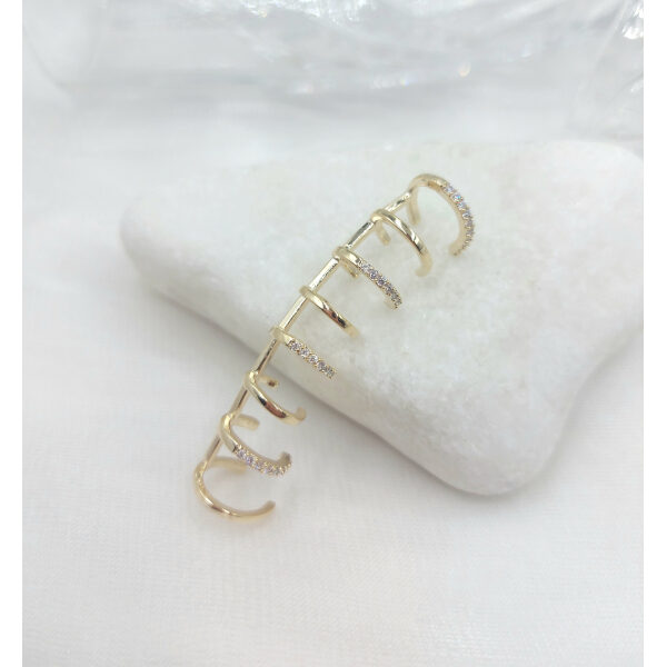 Σκουλαρίκι Ear cuffs ασήμι 925 χρυσό με λευκά ζιργκόν-SK-