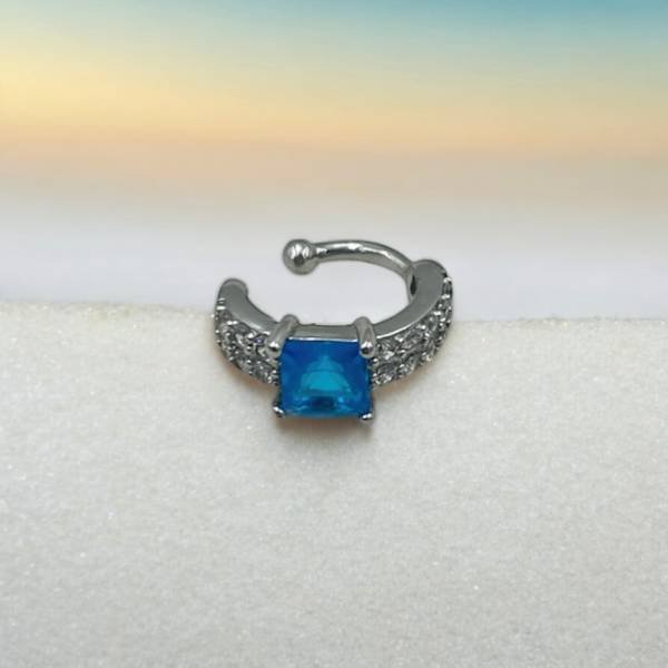 Σκουλαρίκι Μονό-Χελιξ με μπλε πέτρα,Χωρίς Τρύπα από ανοξείδωτο ατσάλι-SK-1297