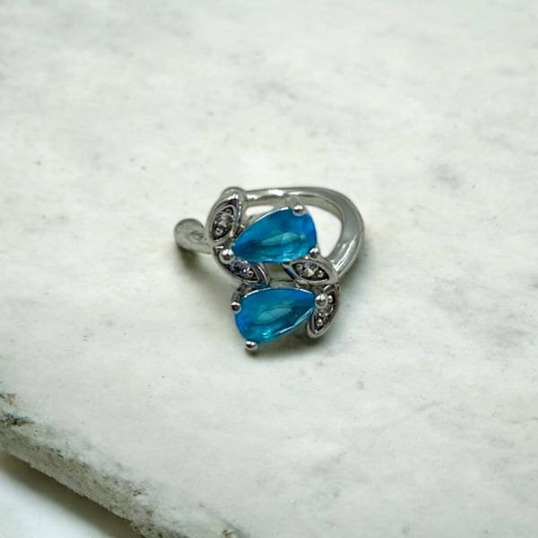 Σκουλαρίκι Μονό-Χελιξ με μπλε πέτρες Χωρίς Τρύπα από ανοξείδωτο ατσάλι-SK-1300