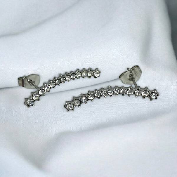 Σκουλαρίκια από ανοξείδωτο ατσάλι,με διάφανα ζιργκον-SK-