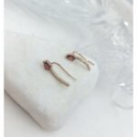 Σκουλαρίκια από ανοξείδωτο ατσάλι, με κόκκινη πέτρα και ζιργκον-SK-