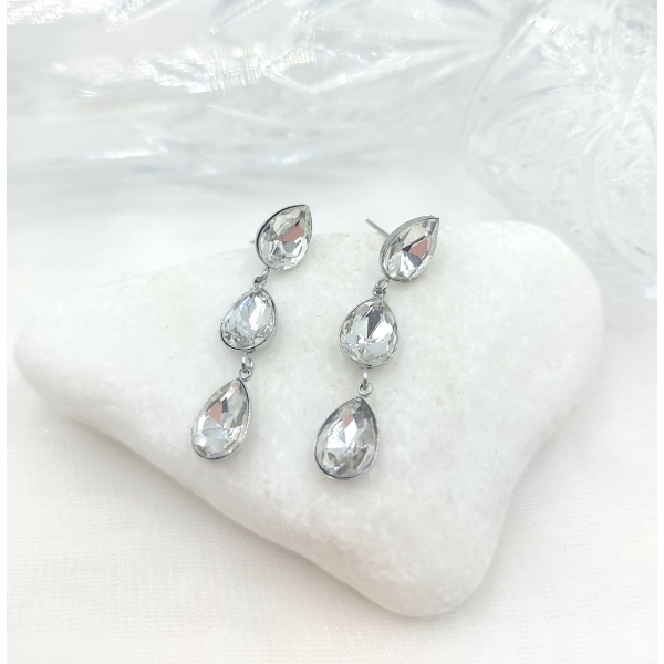 Σκουλαρίκια κρεμαστά με διάφανες πέτρες κρυστάλλου