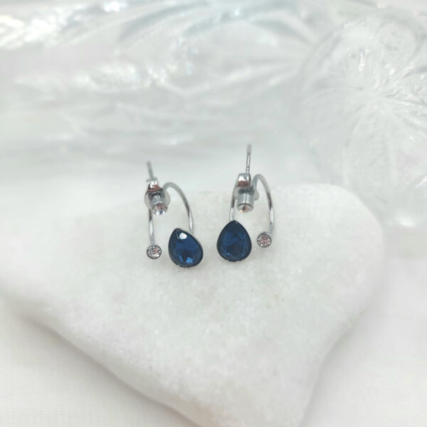 Σκουλαρίκια από ανοξείδωτο ατσάλι, με ζιργκον και μπλε πέτρες-SK-