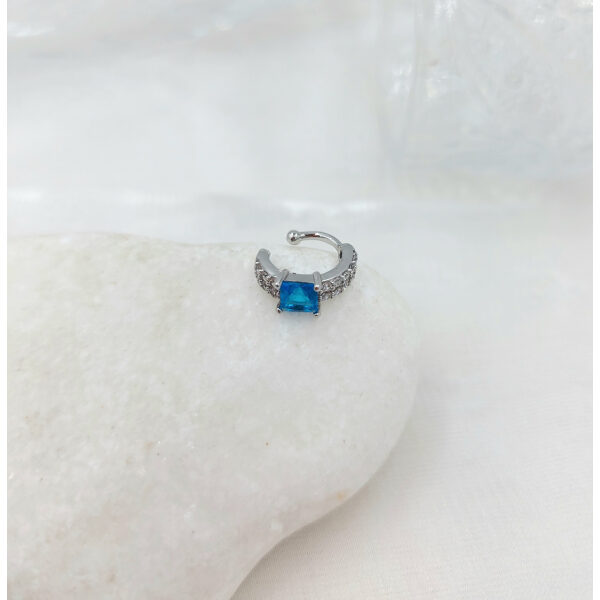 Σκουλαρίκι Μονό-Χελιξ με μπλε πέτρα,Χωρίς Τρύπα από ανοξείδωτο ατσάλι-