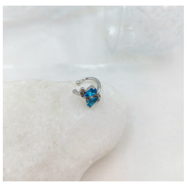 Σκουλαρίκι Μονό-Χελιξ με μπλε πέτρες Χωρίς Τρύπα από ανοξείδωτο ατσάλι-SK-