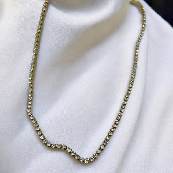 Ατσάλινο κολιέ με στρας χρώμα χρυσό-Κ-213