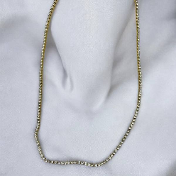 Ατσάλινο κολιέ με στρας χρώμα χρυσό-Κ-215