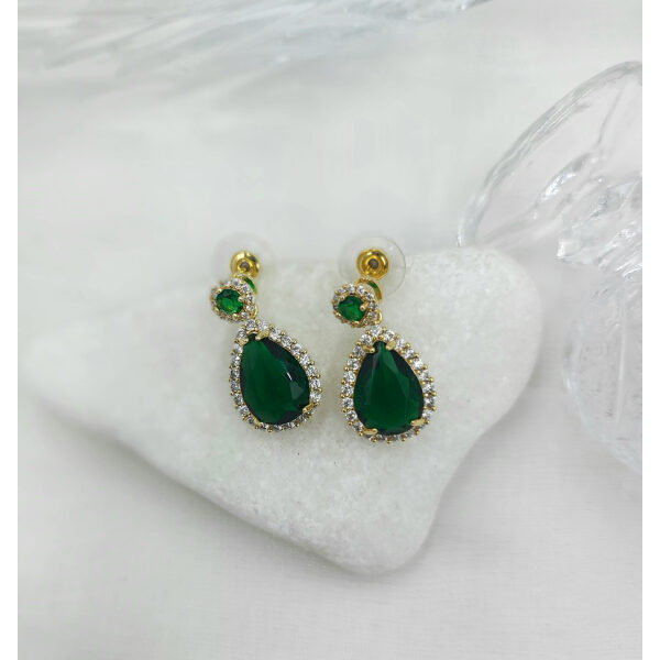Σκουλαρίκια με ζιργκον και πράσινες πέτρες κρυστάλλου-SK-