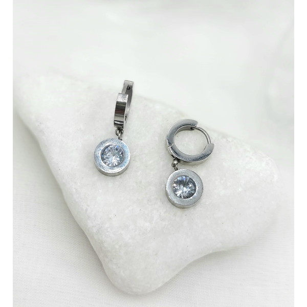 Σκουλαρίκια με διάφανες πέτρες κρυστάλλου από ανοξείδωτο ατσάλι-SK-