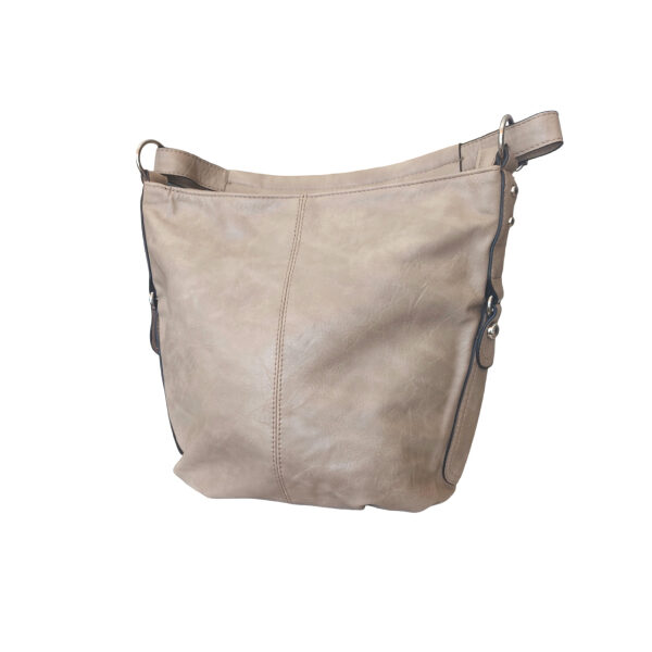 Τσάντα ώμου Μόκα χρώμα με ασημένιες λεπτομέρειες-TS-