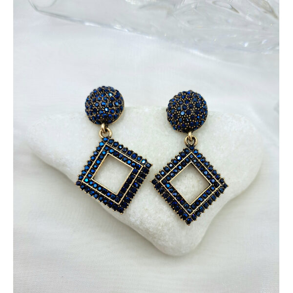 Σκουλαρίκια κρεμαστά με Μπλε ζιργκον-SK-