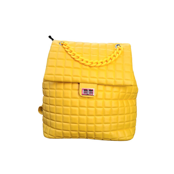 Γυναικείο σακίδιο πλάτης καπιτονέ χρώμα Κίτρινο-TS-