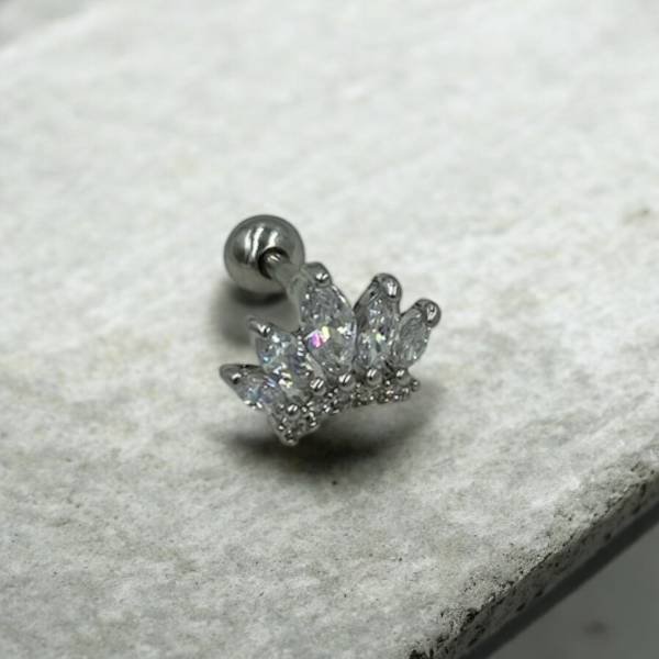 Σκουλαρίκι Tragus -Helix κορόνα χρώμα ασημί-Χ-107