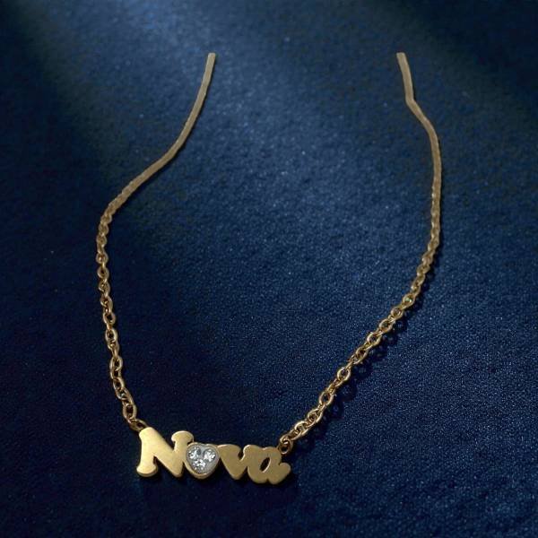 Κολιέ από ανοξείδωτο ατσάλι Νονά ροζ-χρυσό χρώμα-K-284