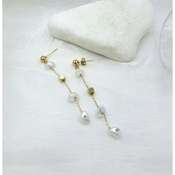 Σκουλαρίκια κρεμαστά με μαργαριτάρια χρυσό χρώμα επιχρυσωμένος ορείχαλκος-SK-