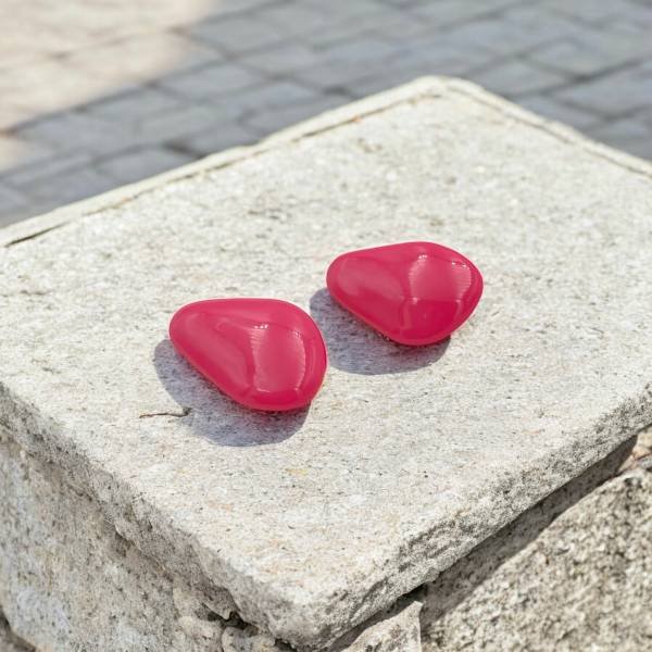 Σκουλαρίκια με κλιπ από ανοξείδωτο ατσάλι και σμάλτο φούξια χρώμα-SK-