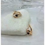 Σκουλαρίκια με ζιργκον χρώμα ροζ/χρυσό-SK-
