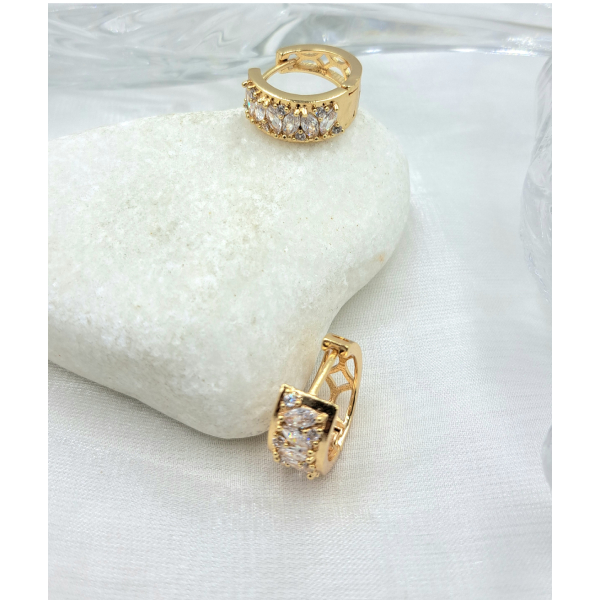 Σκουλαρίκια XUPING με πέτρες κρυστάλλου και ζιργκον χρώμα χρυσό-SK-