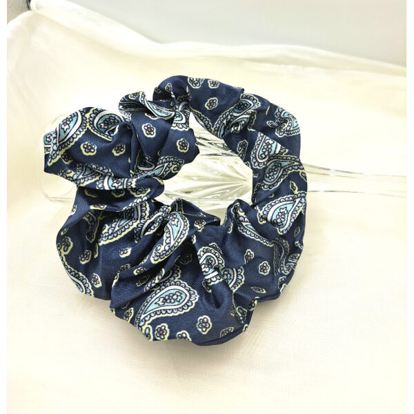 Scrunchie Σούρα Μαλλιών floral χρώμα μπλε-LM-