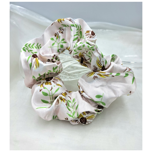 Scrunchie Σούρα Μαλλιών floral χρώμα ροζ-LM-143