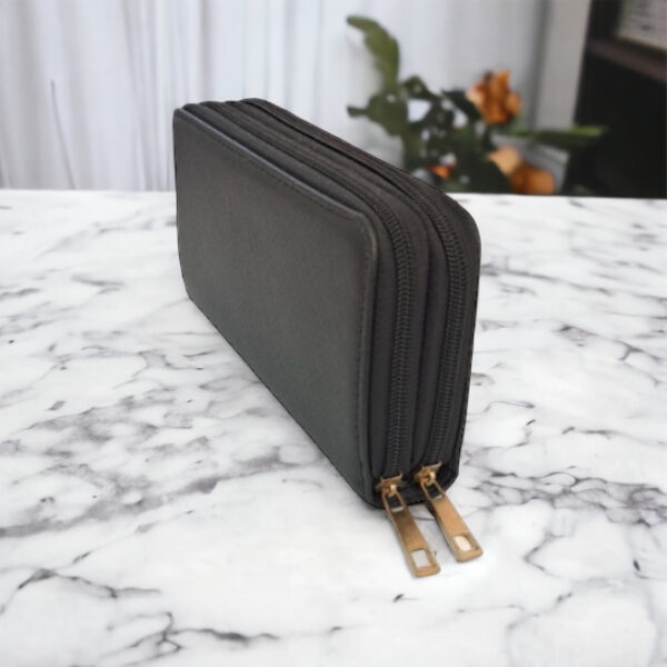 Πορτοφόλι με δυο φερμουάρ χρώμα μαύρο