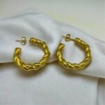 Σκουλαρίκια κρίκος από ανοξείδωτο ατσάλι χρώμα χρυσό-SK-330