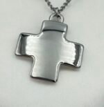 Κολιέ Σταυρός από ανοξείδωτο ατσάλι xρώμα ασημί-Κ-327 - Image 2