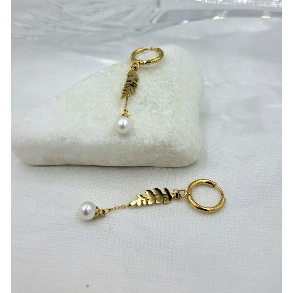 Σκουλαρίκια κρεμαστά με μαργαριτάρι από ανοξείδωτο ατσάλι χρυσό χρώμα
