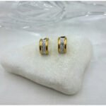 Σκουλαρίκια από ανοξείδωτο ατσάλι με ζιργκον χρώμα χρυσό-SK-