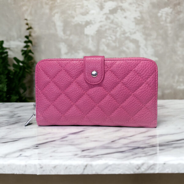 Γυναικείο πορτοφόλι καπιτονέ χρώμα Ροζ-P-