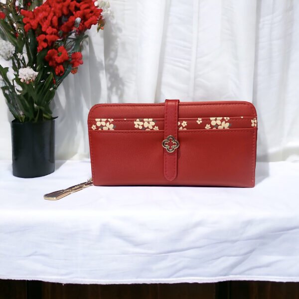 Γυναικείο πορτοφόλι με λουλούδια χρώμα Κόκκινο-P-