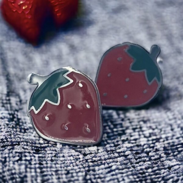 Σκουλαρίκια φράουλες από ανοξείδωτο ατσάλι χρώμα ασημί-SK-