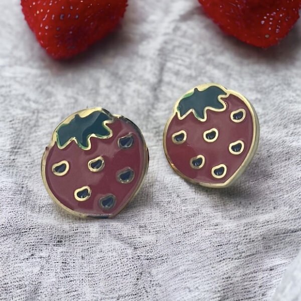 Σκουλαρίκια φράουλες από ανοξείδωτο ατσάλι χρώμα χρυσό-SK-