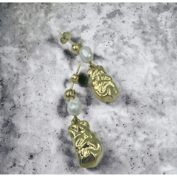Σκουλαρίκια από ανοξείδωτο ατσάλι με πέρλα χρώμα χρυσό-SK-