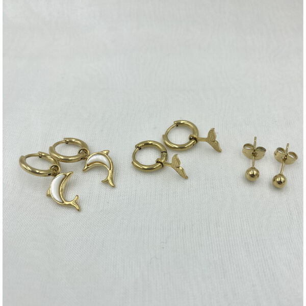 Σκουλαρίκια Σετ 3 ζευγάρια από Ανοξείδωτο ατσάλι,χρώμα χρυσό -SK-