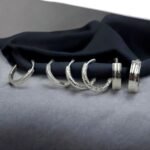 Σκουλαρίκια Σετ 3 ζευγάρια από Ανοξείδωτο ατσάλι,χρώμα ασημί-SK-443