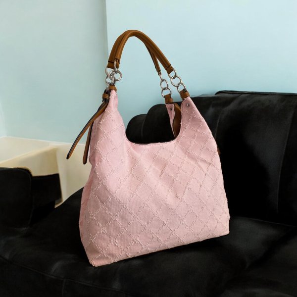 Γυναικεία Τσάντα ώμου Ύφασμα χρώμα Ροζ-TS-