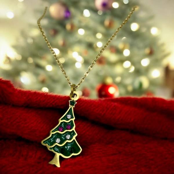 Κολιέ Χριστουγεννιάτικο από ανοξείδωτο ατσάλι χρώμα χρυσό-K-543