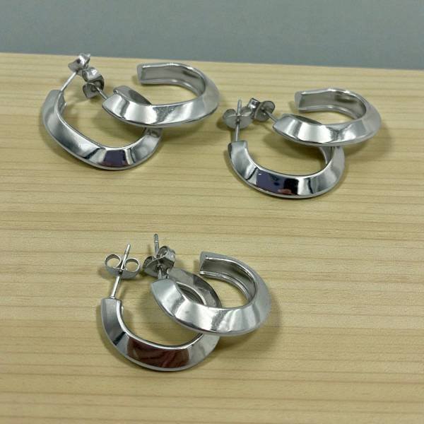 Σκουλαρίκια Σετ 3 ζευγάρια κρικάκια από Ανοξείδωτο ατσάλι,χρώμα ασημί-SK-680