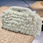 Χειροποίητη πλεκτή τσάντα Puffy χρώμα Υπόλευκο-PL-116