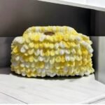 Χειροποίητη τσάντα καρπού puffy πλεγμένη με τα δάχτυλα Πολύχρωμη-PL-122-5921